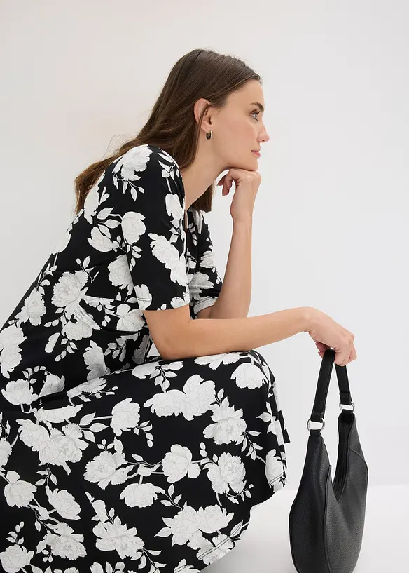 M&oslash;nstret jerseykjole med drapering, bonprix