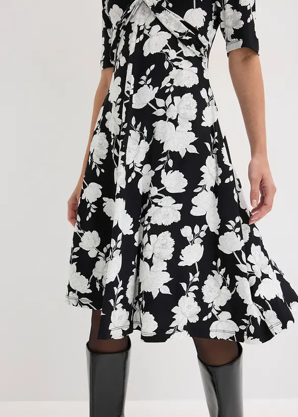 M&oslash;nstret jerseykjole med drapering, bonprix