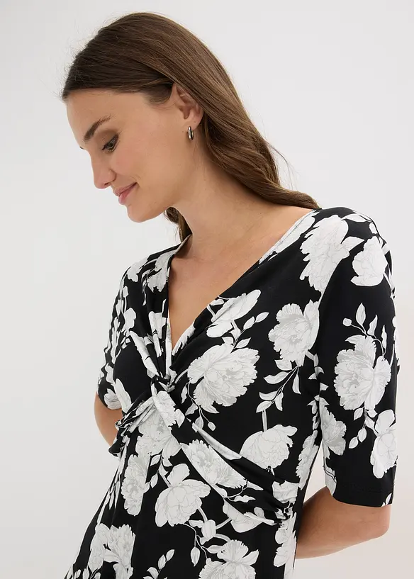 M&oslash;nstret jerseykjole med drapering, bonprix