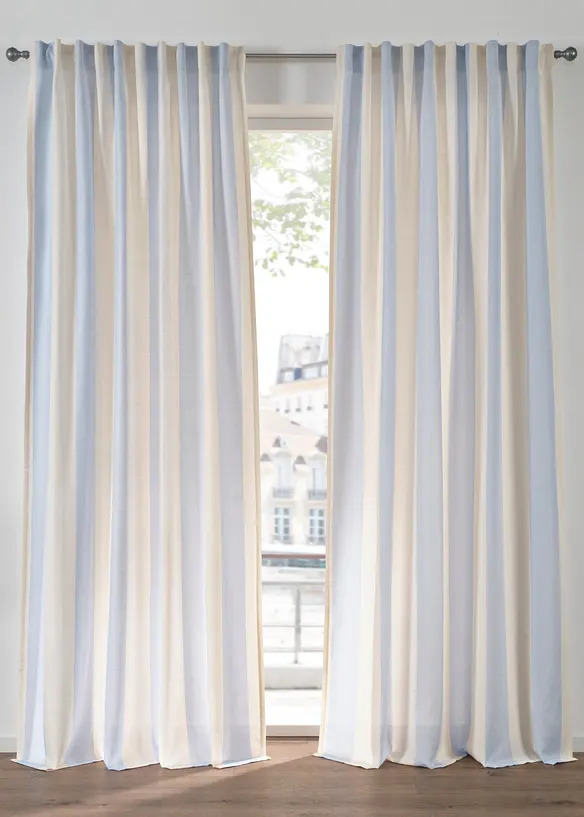 Gardin med stripem&oslash;nster og resirkulert polyester (1-pack), bonprix