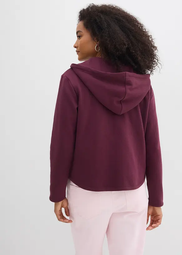 Sweatjakke med hette, med resirkulert polyester, bonprix