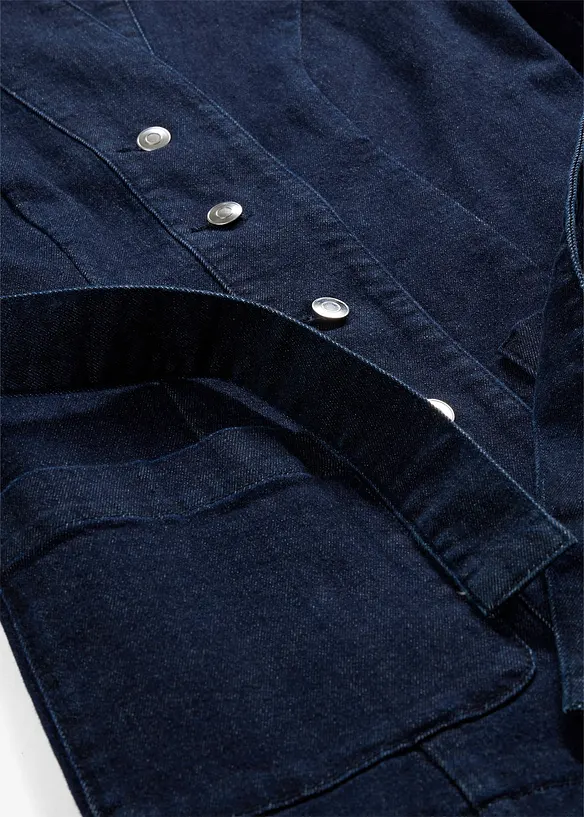 Jeansjakke med belte, med bomull, bonprix