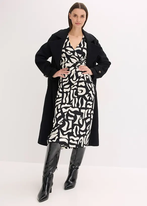 Midikjole i strukturert jersey, bonprix