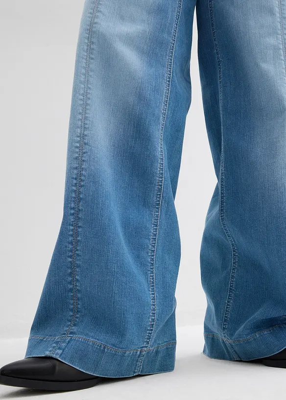 Wide Leg Jeans High Waist, komfortlinning, Full Length, bonprix