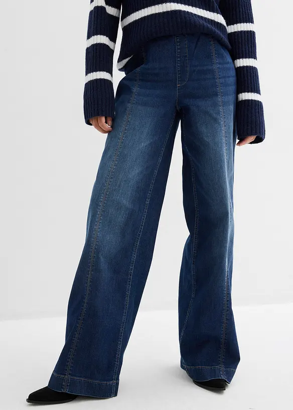 Wide Leg Jeans High Waist, komfortlinning, Full Length, bonprix