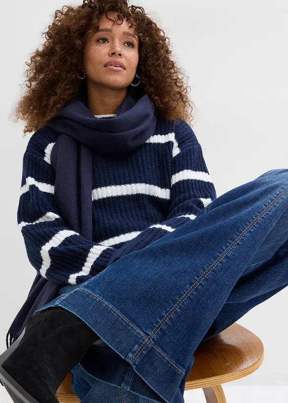 Wide Leg Jeans High Waist, komfortlinning, Full Length, bonprix