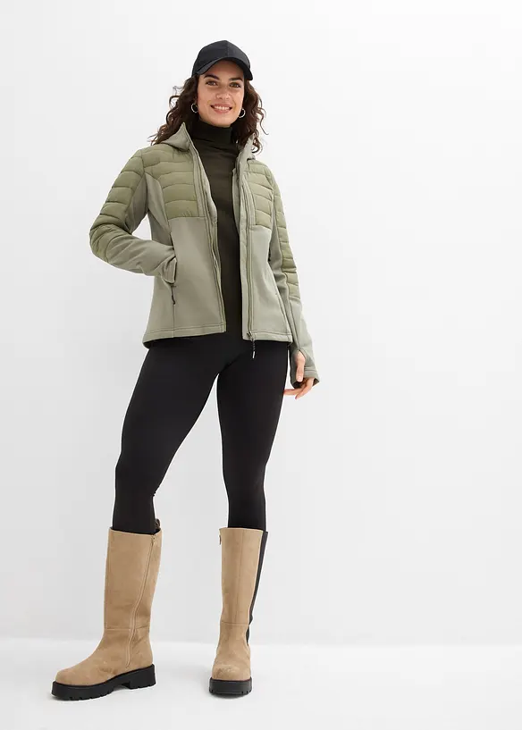 Vannavvisende hybridjakke med softshell- og vatterte innfellinger, bonprix