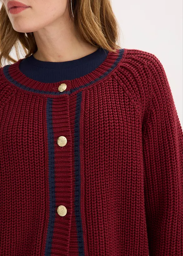 Strikkejakke med konstrastfargede striper, bonprix