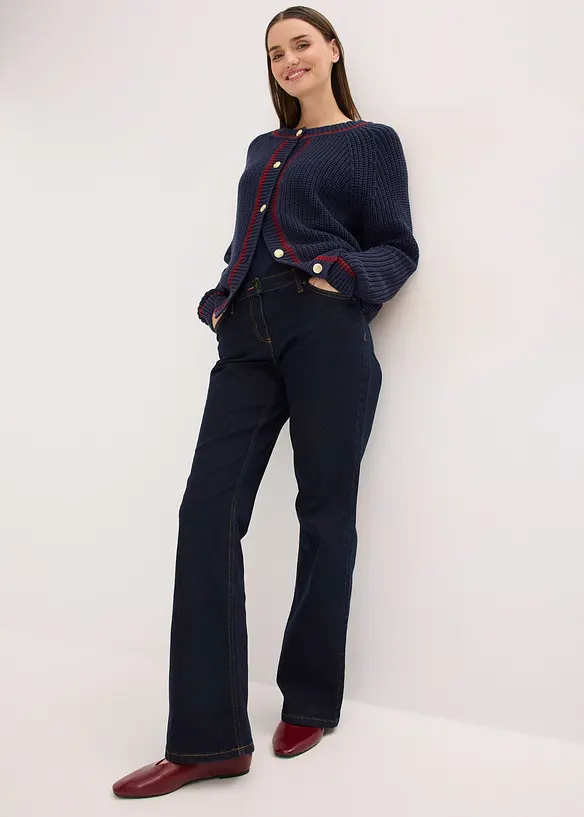 Strikkejakke med konstrastfargede striper, bonprix