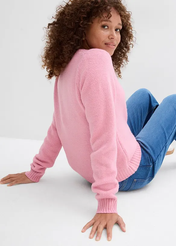 Genser med innfelte blonder, bonprix