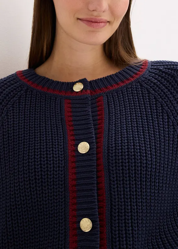 Strikkejakke med konstrastfargede striper, bonprix