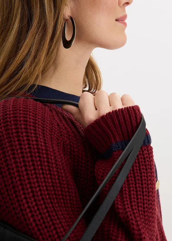 Strikkejakke med konstrastfargede striper, bonprix