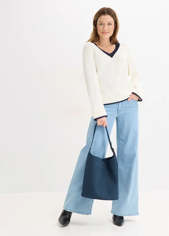 Genser med kontrastfargede striper, bonprix