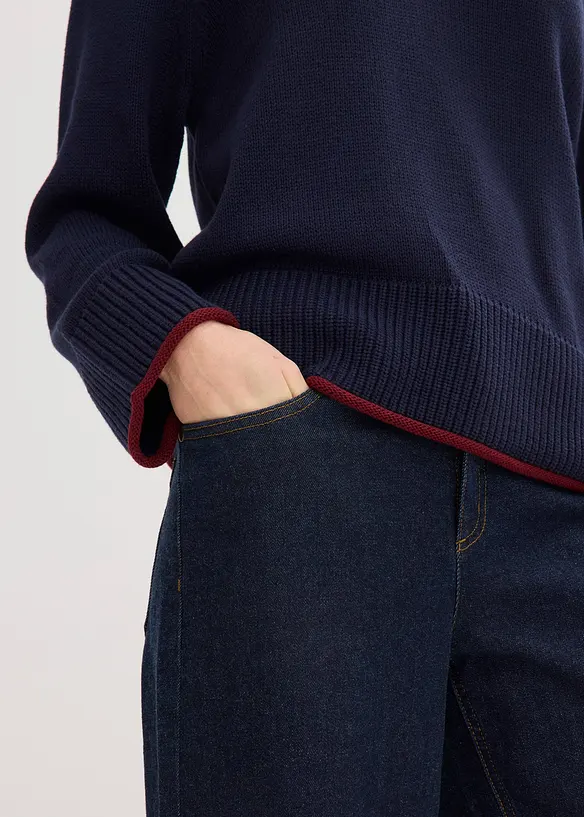 Genser med kontrastfargede striper, bonprix