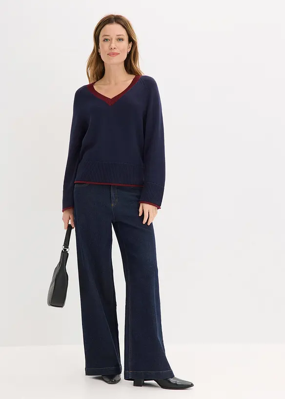 Genser med kontrastfargede striper, bonprix