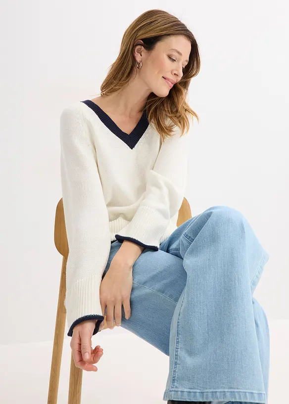 Genser med kontrastfargede striper, bonprix