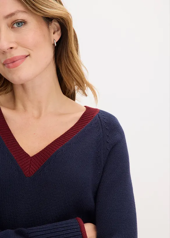 Genser med kontrastfargede striper, bonprix