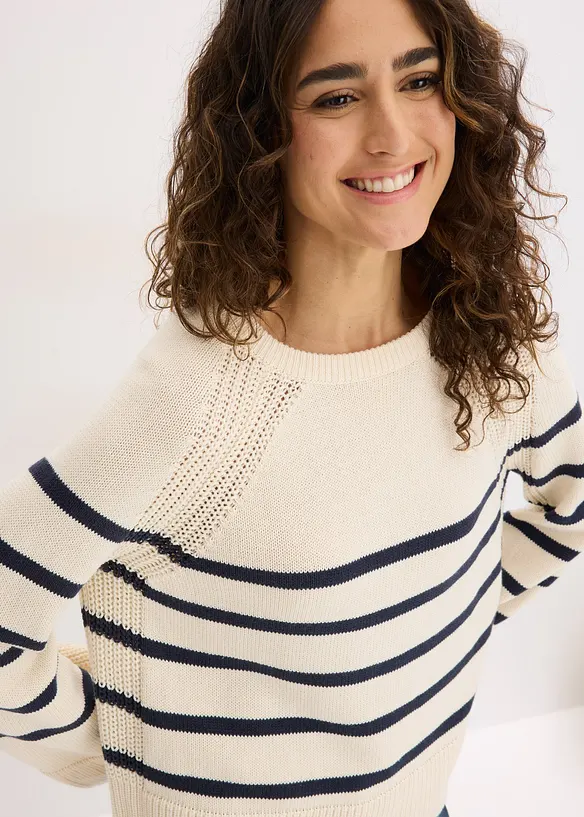 Genser med kontrastfargede striper, bonprix