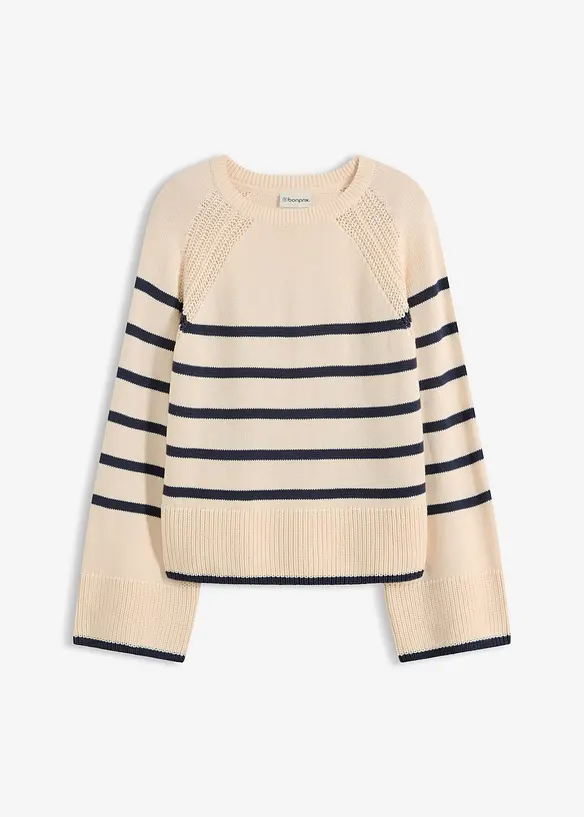 Genser med kontrastfargede striper, bonprix