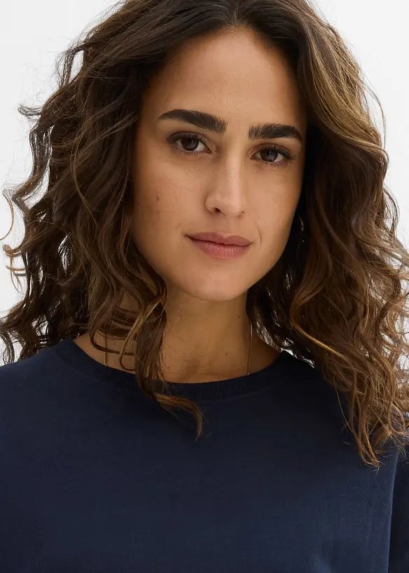 Sweatshirtkjole med vevd skj&oslash;rt, bonprix