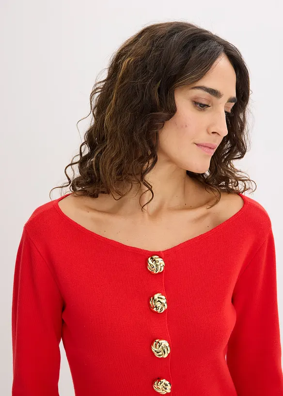 Cardigan med peplum og dekorative knapper, bonprix