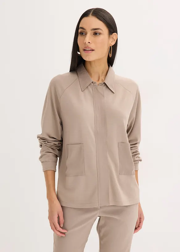 Lett jakke av Punto di Roma-materiale med satengbesetning, bonprix