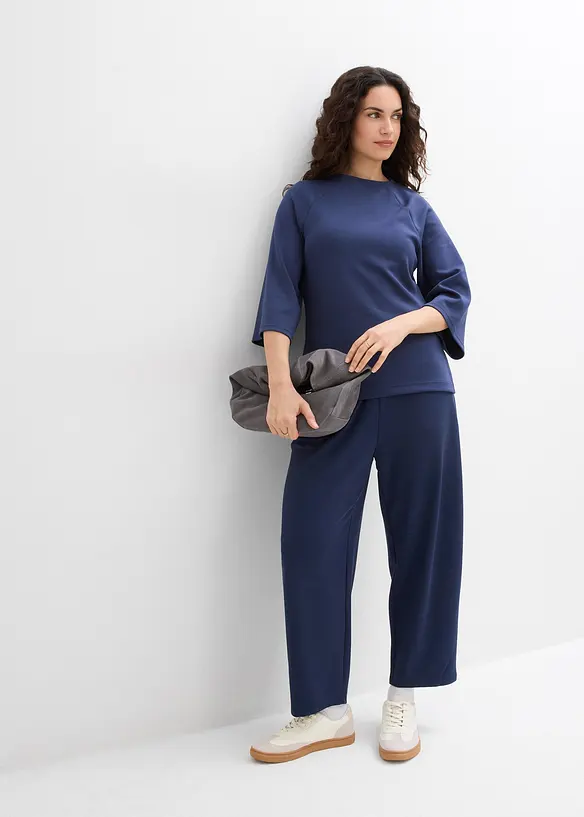 Boxy topp av scuba-manteriale med elastisk innfelling, bonprix