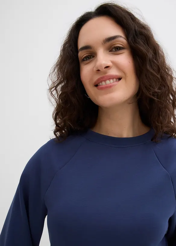 Boxy topp av scuba-manteriale med elastisk innfelling, bonprix