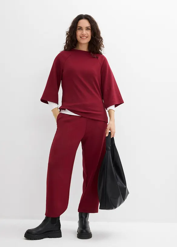 Boxy topp av scuba-manteriale med elastisk innfelling, bonprix