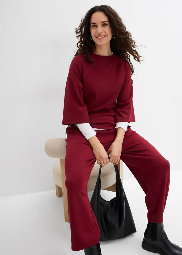 Boxy topp av scuba-manteriale med elastisk innfelling, bonprix