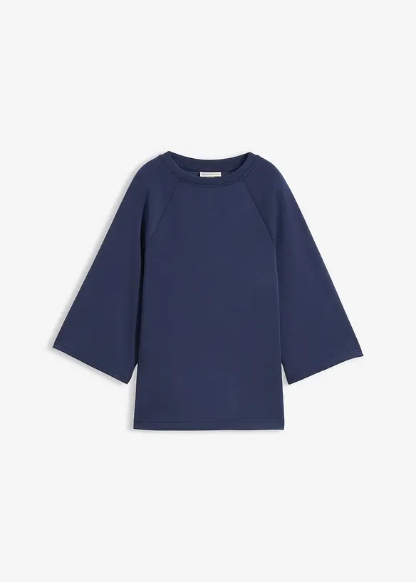 Boxy topp av scuba-manteriale med elastisk innfelling, bonprix