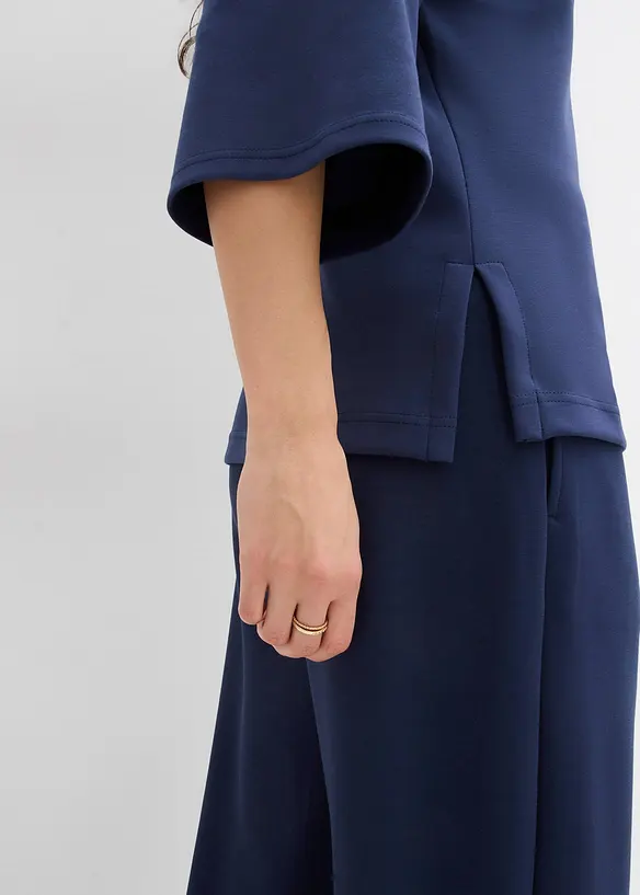 Boxy topp av scuba-manteriale med elastisk innfelling, bonprix