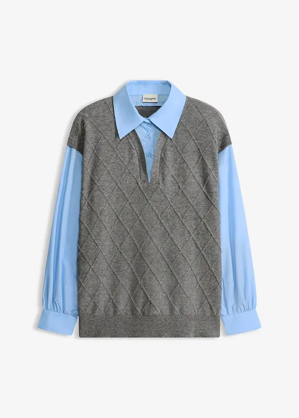 Genser med innfelt skjorte, bonprix