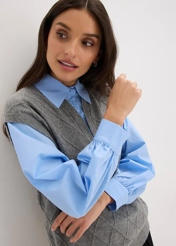 Genser med innfelt skjorte, bonprix