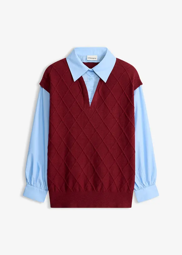 Vest med innfelt skjorte og bomull, bonprix