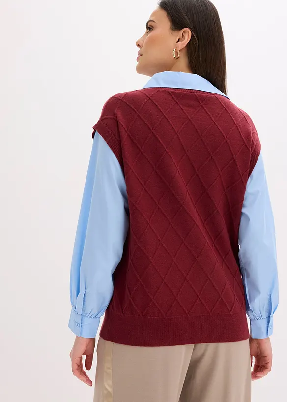 Vest med innfelt skjorte og bomull, bonprix