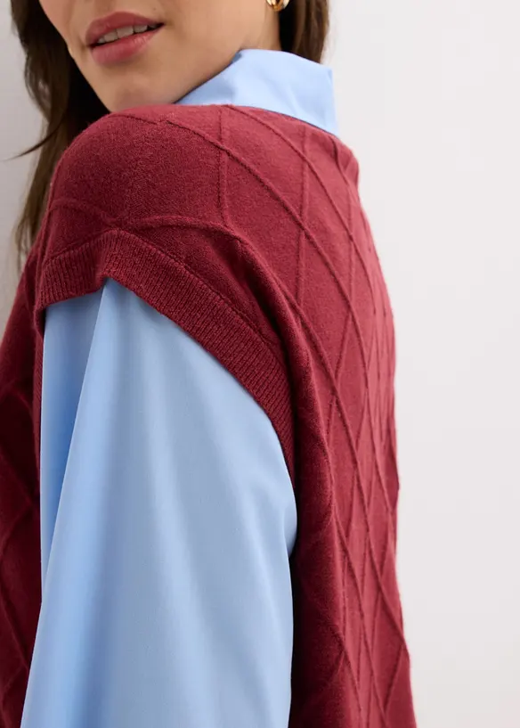 Vest med innfelt skjorte og bomull, bonprix