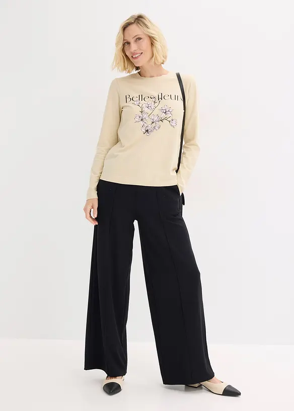 Langermet topp med &oslash;kologisk bomull, bonprix