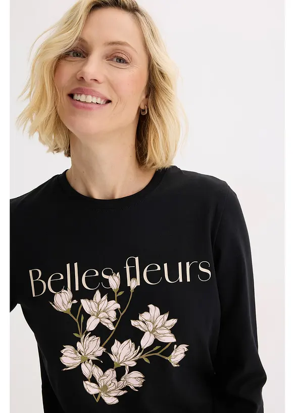 Langermet topp med &oslash;kologisk bomull, bonprix