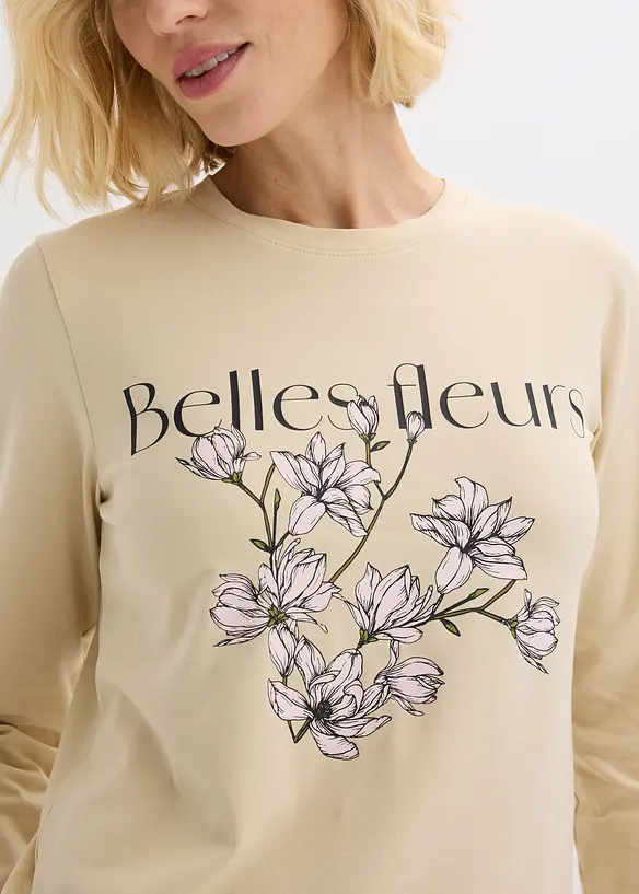 Langermet topp med &oslash;kologisk bomull, bonprix