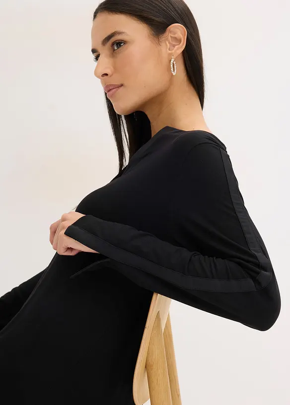 Langermet topp med splitt, bonprix