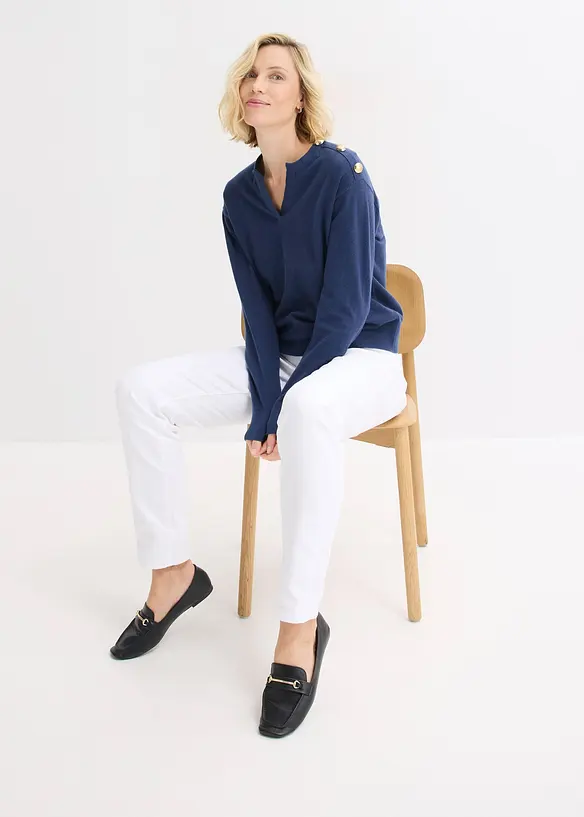 Strikket genser med knappedetaljer, bonprix