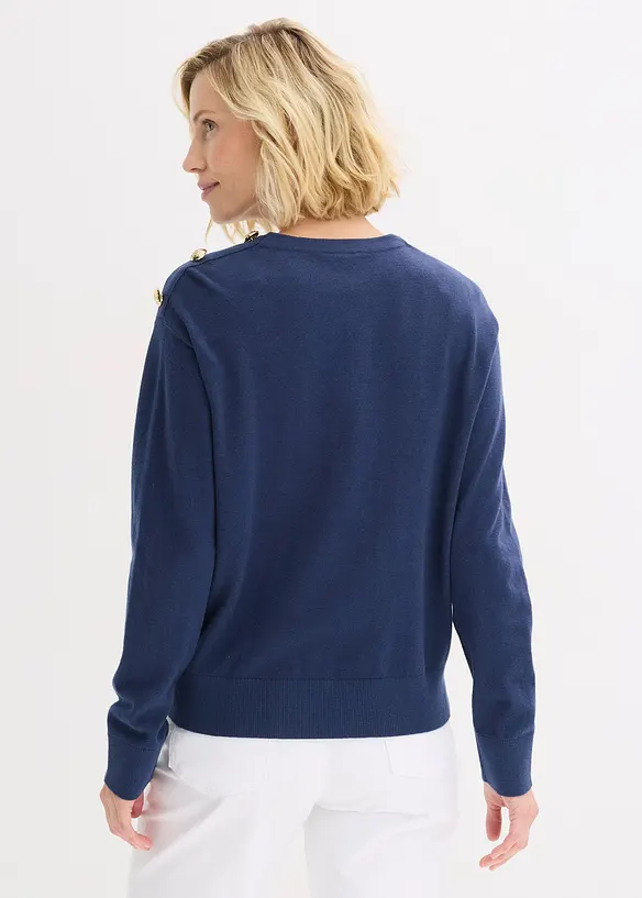 Strikket genser med knappedetaljer, bonprix