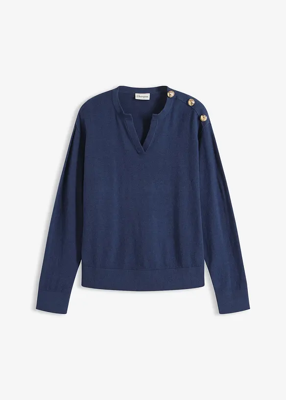 Strikket genser med knappedetaljer, bonprix