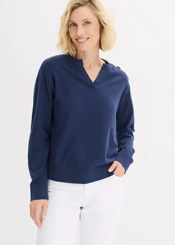 Strikket genser med knappedetaljer, bonprix