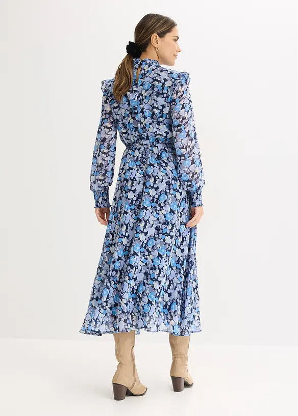 Chiffonkjole med st&aring;krage, bonprix