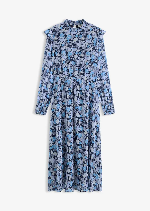 Chiffonkjole med st&aring;krage, bonprix