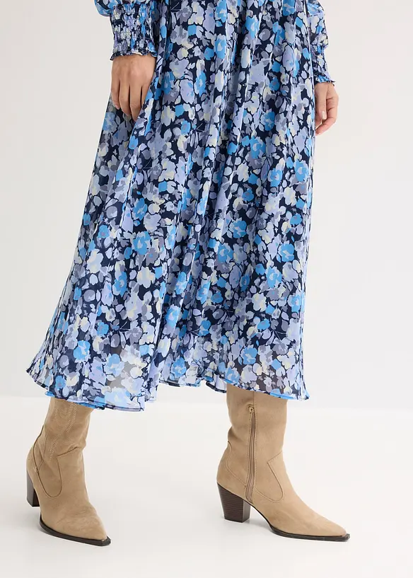 Chiffonkjole med st&aring;krage, bonprix