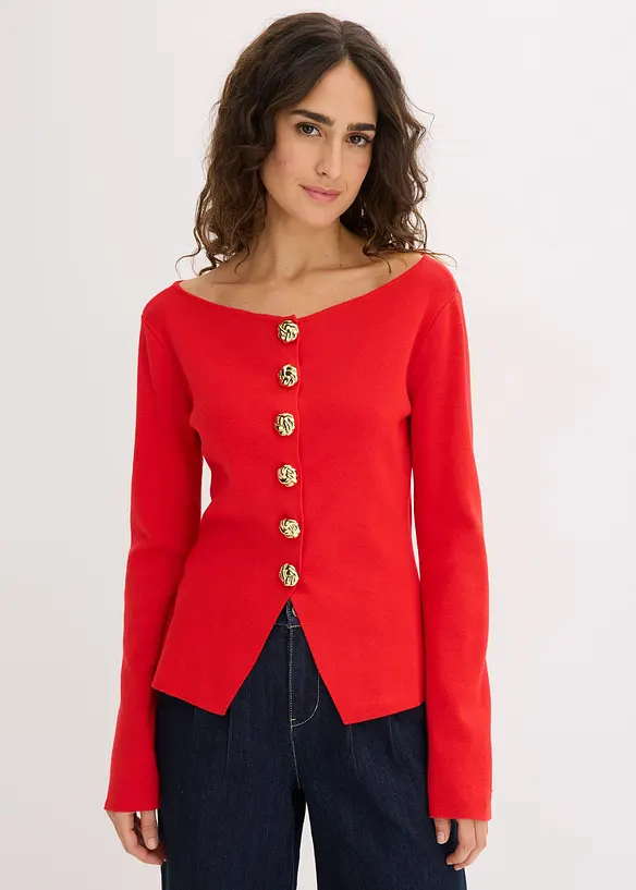 Cardigan med peplum og dekorative knapper, bonprix