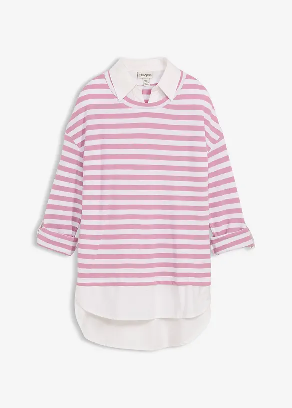 Sweatshirt med skjorteinnfelling, bonprix